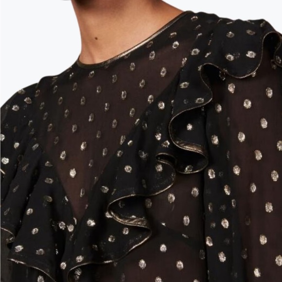 SANDRO Lurex Patterned Top In Black - Picture 2 of 10